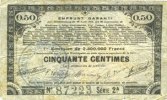 FRENCH EMERGENCY NOTES 50 centimes Pas de Calais, Somme et Nord, Groupement de 70 communes. Billet. série 2A -