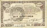 FRENCH EMERGENCY NOTES 10 centimes Pas de Calais, Somme et Nord, Groupement de 70 communes. Billet. série 9B -