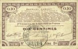 FRENCH EMERGENCY NOTES 10 centimes Pas de Calais, Somme et Nord, Groupement de 70 communes. Billet. série 9D -