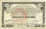 FRENCH EMERGENCY NOTES 50 centimes Pas de Calais, Somme et Nord, Groupement de 70 communes. Billet. série 2 -
