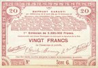 FRENCH EMERGENCY NOTES 20 francs Pas de Calais, Somme et Nord, Groupement de 70 communes. Billet. série 6 -