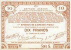FRENCH EMERGENCY NOTES 10 francs Pas de Calais, Somme et Nord, Groupement de 70 communes. Billet. série 5 -