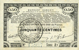 FRENCH EMERGENCY NOTES 50 centimes Pas de Calais, Somme et Nord, Groupement de 70 communes. Billet. série 2E -