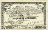 FRENCH EMERGENCY NOTES 50 centimes Pas de Calais, Somme et Nord, Groupement de 70 communes. Billet. série 2D -