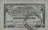 FRENCH EMERGENCY NOTES 50 centimes Pas de Calais, Somme et Nord, Groupement de 70 communes. Billet. série 1A -