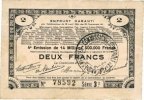 FRENCH EMERGENCY NOTES 2 francs Pas de Calais, Somme et Nord, Groupement de 70 communes. Billet. série 3I -