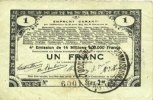 FRENCH EMERGENCY NOTES 1 franc Pas de Calais, Somme et Nord, Groupement de 70 communes. Billet. série 2M -