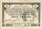 FRENCH EMERGENCY NOTES 2 francs Pas de Calais, Somme et Nord, Groupement de 70 communes. Billet. série 3C -