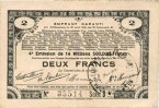 FRENCH EMERGENCY NOTES 2 francs Pas de Calais, Somme et Nord, Groupement de 70 communes. Billet. série 3A -