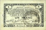 FRENCH EMERGENCY NOTES 1 franc Pas de Calais, Somme et Nord, Groupement de 70 communes. Billet. série 2D -