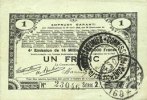 FRENCH EMERGENCY NOTES 1 franc Pas de Calais, Somme et Nord, Groupement de 70 communes. Billet. série 2I -