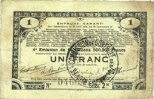 FRENCH EMERGENCY NOTES 1 franc Pas de Calais, Somme et Nord, Groupement de 70 communes. Billet. série 2N -