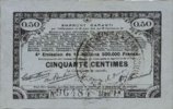 FRENCH EMERGENCY NOTES 50 centimes Pas de Calais, Somme et Nord, Groupement de 70 communes. Billet. série 1R -