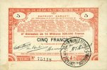 FRENCH EMERGENCY NOTES 5 francs Pas de Calais, Somme et Nord, Groupement de 70 communes. Billet. série 4B -