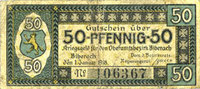 GERMANY - EMERGENCY NOTES (1914-1923) A - J 50 pfennig Biberach / Riss. Oberamt. Billet. -