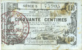 FRENCH EMERGENCY NOTES Aisne, Ardennes et Marne - Bon régional. Laon. Billet. 50 cmes 16.6.1916, série 5 -