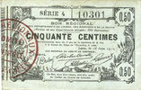 FRENCH EMERGENCY NOTES Aisne, Ardennes et Marne - Bon régional. Laon. Billet. 50 cmes 16.6.1916, série 4 -