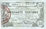 FRENCH EMERGENCY NOTES Aisne, Ardennes et Marne - Bon régional. Laon. Billet. 50 cmes 16.6.1916, série 2 -
