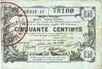 FRENCH EMERGENCY NOTES Aisne, Ardennes et Marne - Bon régional. Laon. Billet. 50 cmes 16.6.1916, série 17 -