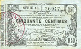 FRENCH EMERGENCY NOTES Aisne, Ardennes et Marne - Bon régional. Laon. Billet. 50 cmes 16.6.1916, série 10 -