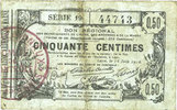 FRENCH EMERGENCY NOTES Aisne, Ardennes et Marne - Bon régional. Laon. Billet. 50 cmes 16.6.1916, série 19 -
