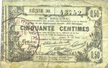 FRENCH EMERGENCY NOTES Aisne, Ardennes et Marne - Bon régional. Laon. Billet. 50 cmes 16.6.1916, série 30 -