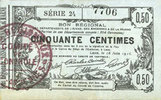 FRENCH EMERGENCY NOTES Aisne, Ardennes et Marne - Bon régional. Laon. Billet. 50 cmes 16.6.1916, série 24 -