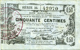 FRENCH EMERGENCY NOTES Aisne, Ardennes et Marne - Bon régional. Laon. Billet. 50 cmes 16.6.1916, série 34 -