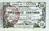 FRENCH EMERGENCY NOTES Aisne, Ardennes et Marne - Bon régional. Laon. Billet. 50 cmes 16.6.1916, série 39 -