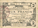 FRENCH EMERGENCY NOTES 2 francs Aisne, Ardennes et Marne - Bon régional. Laon. Billet. 16.6.1916, série 7 -