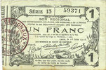 FRENCH EMERGENCY NOTES 1 franc Aisne, Ardennes et Marne - Bon régional. Laon. Billet. 16.6.1916, série 13 -