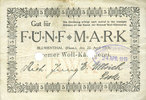 GERMANY - EMERGENCY NOTES (1914-1923) A - J 5 mark Blumenthal. Bremer Wollkämmerei. Billet. 22.4.1919, annulation par perforation -