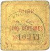 FRENCH EMERGENCY NOTES Anor (59). Commune. Billet. 5 cmes, numéro à 5 chiffres -