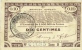 FRENCH EMERGENCY NOTES 10 centimes Pas de Calais, Somme et Nord, Groupement de 70 communes. Billet. série 9 -