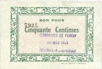 FRENCH EMERGENCY NOTES 50 centimes Auchel (62). Compagnie Ferfay. Billet. -