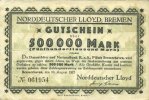 GERMANY - EMERGENCY NOTES (1914-1923) A - J 500 000 mark Bremerhaven. Norddeutscher Lloyd Bremen. Billet. -