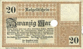 GERMANY - EMERGENCY NOTES (1914-1923) A - J Bremerhaven. Geestemünde und Lehe. Städte. Billet. 20 mk 1.11.1918, annulation par perfo -