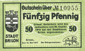 GERMANY - EMERGENCY NOTES (1914-1923) A - J 50 pf Brillon. Stadt. Billet. -