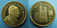 MEDALS Jean-Paul II. Visite en France. Reims. Médaille en argent doré. 20 mm -