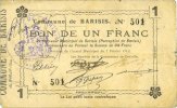 FRENCH EMERGENCY NOTES 1 franc Barisis (02). Commune. Billet. -