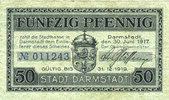 GERMANY - EMERGENCY NOTES (1914-1923) A - J 50 pfennig Darmstadt. Stadt. Billet. -