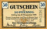 GERMANY - EMERGENCY NOTES (1914-1923) A - J 50 pf Delitzsch. Kreis. Billet. 9.3.1917, sans cachet au revers -