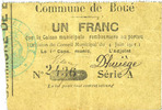FRENCH EMERGENCY NOTES 1 franc Boué (02). Commune. Billet. 4.6.1915, série A -