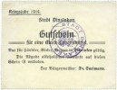 GERMANY - EMERGENCY NOTES (1914-1923) A - J 1 mark Dinslaken. Stadt. Billet. (Lebensmittel) (novembre) -