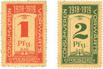 GERMANY - EMERGENCY NOTES (1914-1923) A - J 1 pf Dresden. Konsumverein Vorwäts für Dresden und Umgegend. Billets. 2 pf 1918-1919 -