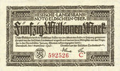 GERMANY - EMERGENCY NOTES (1914-1923) A - J 50 millions mark Allemagne. Hessische Landesbank. Darmstadt 1923. Billet. série C, -