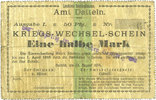 GERMANY - EMERGENCY NOTES (1914-1923) A - J 50 pfennig Datteln. Amt. Billet. N° 65 -