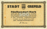GERMANY - EMERGENCY NOTES (1914-1923) A - J 500 mark Crefeld. Stadt. Billet. -