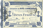 FRENCH EMERGENCY NOTES 2 francs Cambrai (59). Ville. Billet. 30.10.1914, 2e série : 2,5 mm -