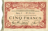 FRENCH EMERGENCY NOTES 5 francs Cambrai (59). Syndicat de Communes de la Région de Cambrai. Billet. 10.5.1916, série J -
